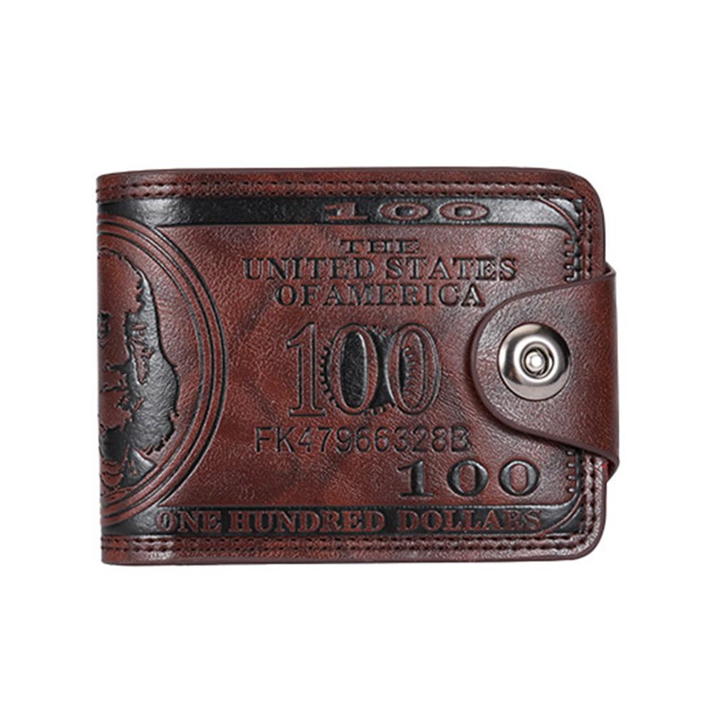 US Dollar Pattern Men's Wallet - Retro Multi-Card PU Wallet Compact Portable Design Multiple Slots for Cards Men's Wallet