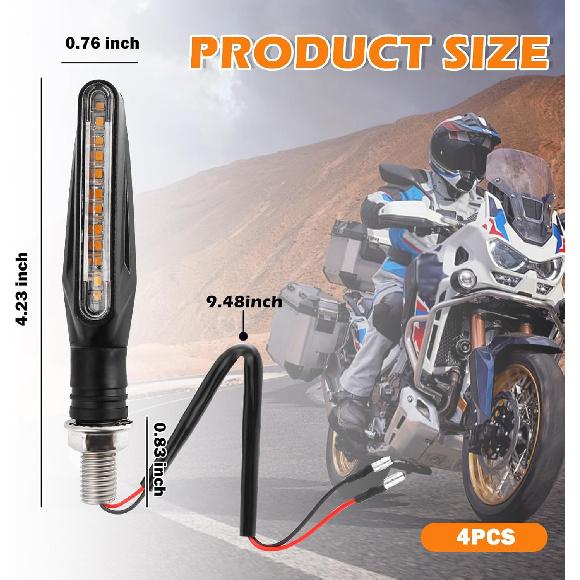 4PCS Motorcycle Turn Signals LED,Ultra-Bright 12 LED Front & Rear Motorcycle Blinkers With Sequential Flow Mode,Upgraded 12V Motorcycles Indicator