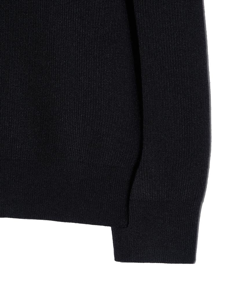 IRONYPORNO WHITELINE 86-Iroj367 Collared Placket Long Sleeve Knit Black