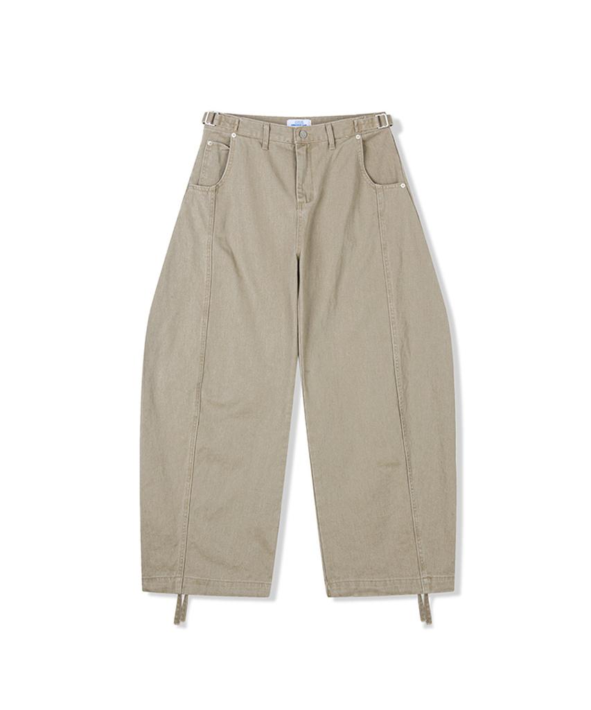 Eonyujeulaeb Cotton Curved Buckle Pants [Khaki]