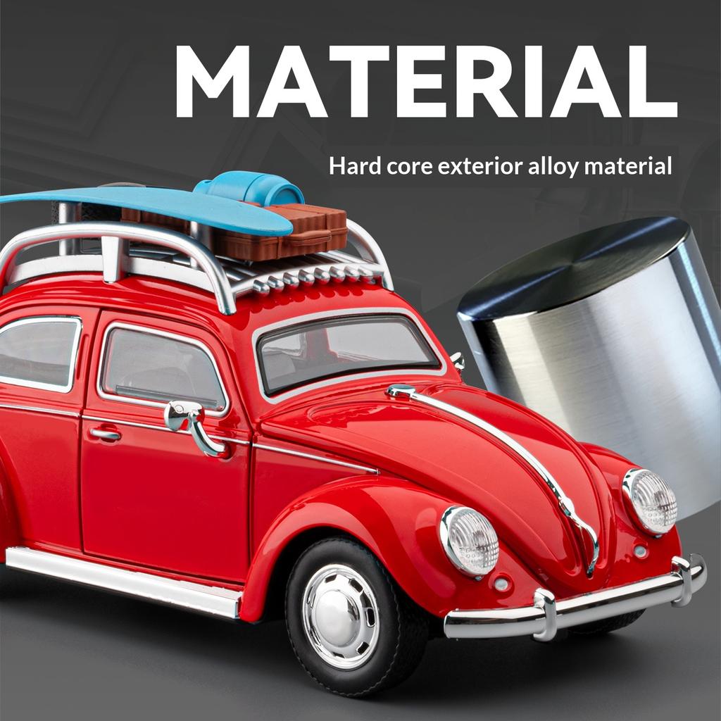 1/24 Metal Die-Cast Retro Beetle Car Model With Removable Accessories Collection Ornaments Boy Toy Car