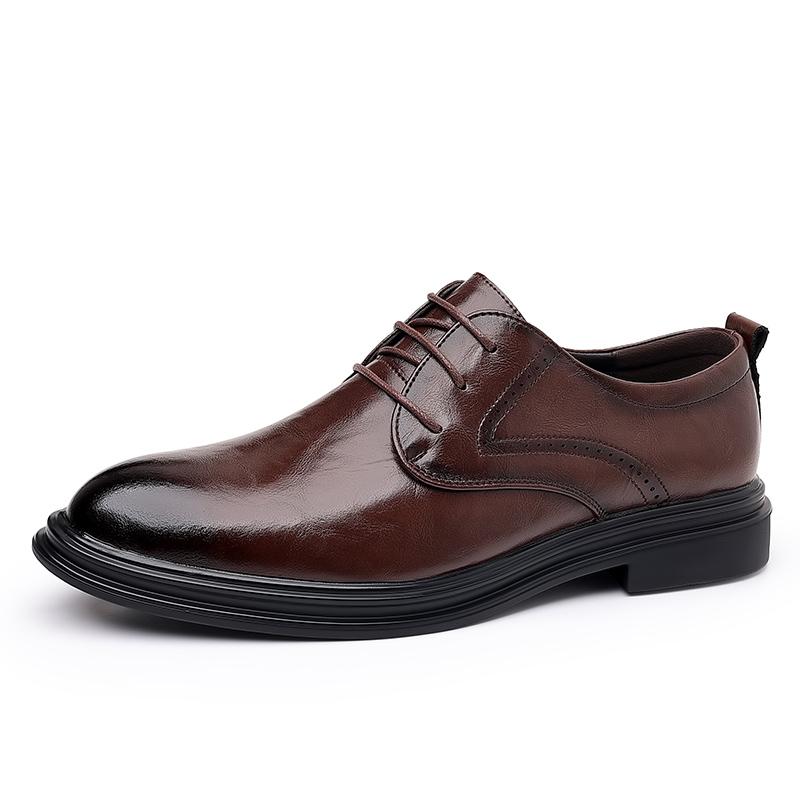Men's Genuine Leather Shoes Brand Men's Business Shoes Conference Banquet Dress Shoes Pointed Men's English Style Casual Shoes