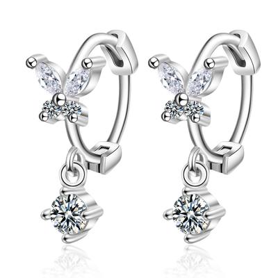 Luxury Female Butterfly Earrings Fashion 925 Sterling Silver Jewelry Stud Earrings For Women Kids Eh837
