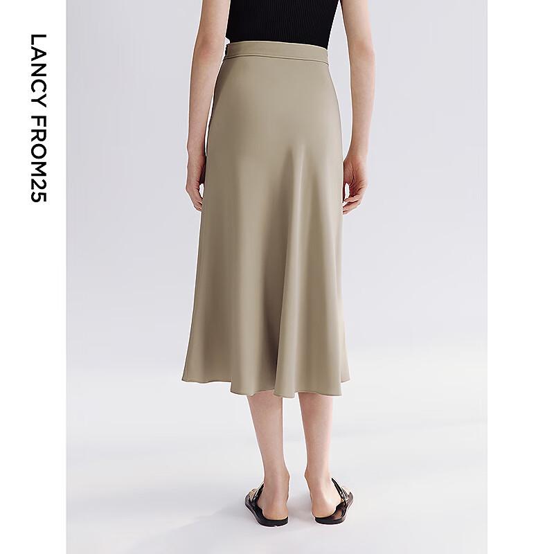 Langzi Wang Churan Co-branded Mulberry Silk A-Line Fishtail Midi Skirt