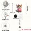 Porta badge retrattile con cordino a forma di cuore che si abbraccia e gatto in acrilico 2D, porta badge identificativo per infermieri e studenti di medicina