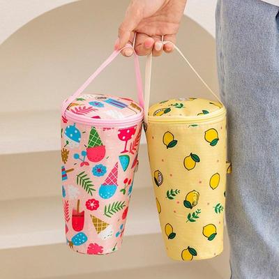 Niedliche Cartoon Milchtee Tragetasche Wärmeisolierende Tasche Tragbarer Isolierter Becherbezug Umweltfreundliche Handtasche Becherzubehör