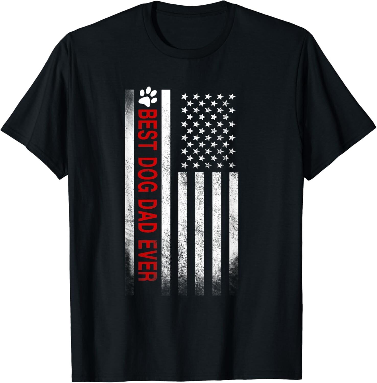 Best Dog Dad Ever American Flag T-Shirt Gift for Best Father Gift Unisex T-Shirt S разноцветный
