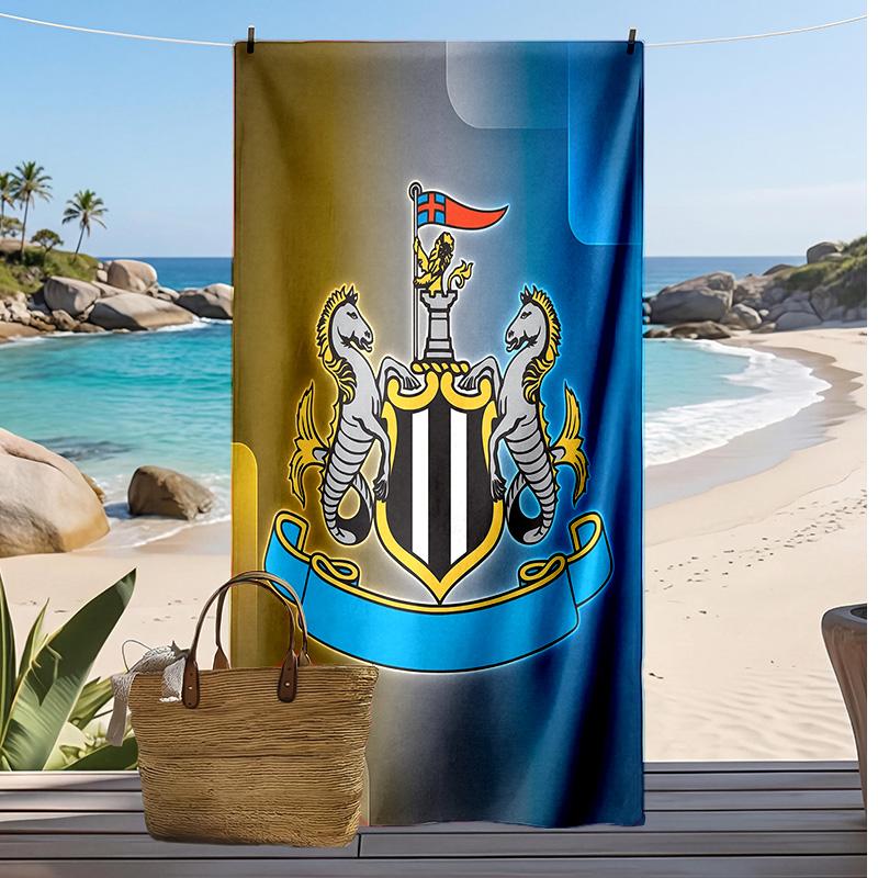 Asciugamano da Spiaggia con Stampa del Newcastle United Football, Asciugamano Grande Morbido ad Asciugatura Rapida per Spiaggia Campeggio Nuoto