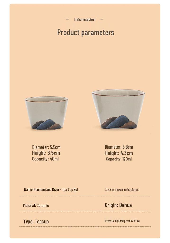 Chinese Ceramic Tea Cup Set - Tasting, Host, Household, Water, Wine Cups with Gift Box