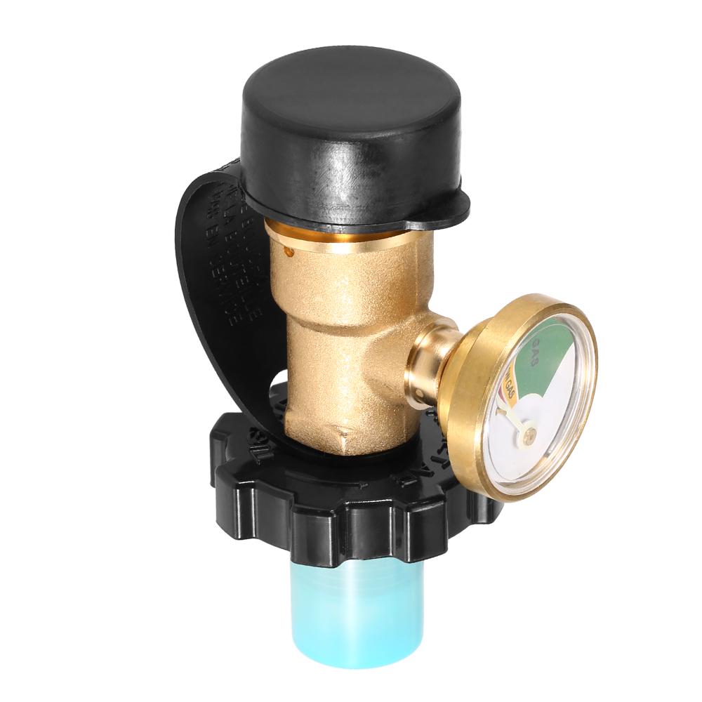 Propane Tank Adapter Solid Brass Regulator Valve Safety POL Tank Convert to QCC1 Type1 Regulator Hose with Gauge
