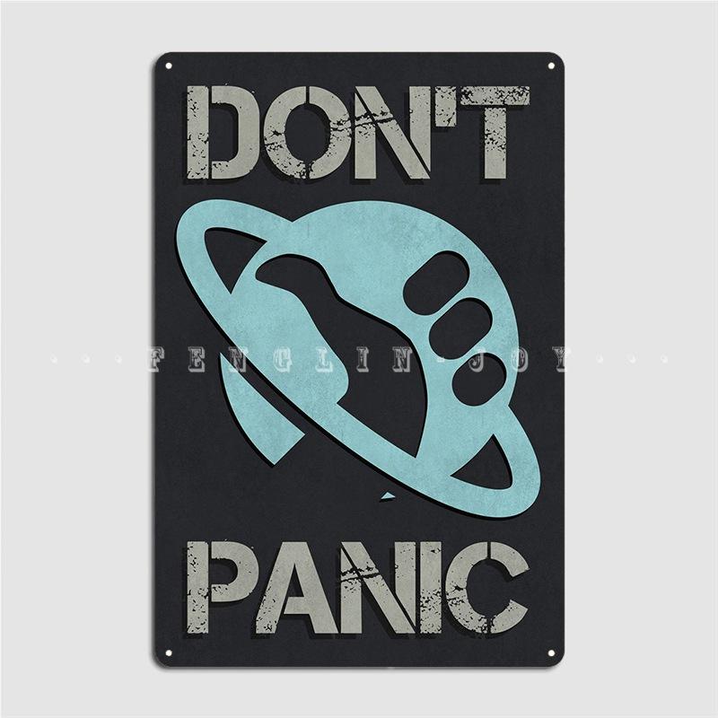 Dont Panic Poster Metal Plaque Painting Décor Cinema Pub Designing Tin Sign Poster 20x30cm