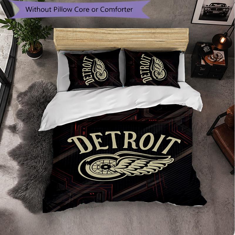 Detroit Red Wings Muster Mikrofaser 3-teiliges Bettwäsche-Set Dekor Bettbezug-Set Für Schlafzimmer Heimgebrauch