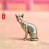 Vintage Animal Figurines Model Lucky Home Decorations Crafts Accessories Solid Brass Hairless Cat Small Statue Desktop Ornaments