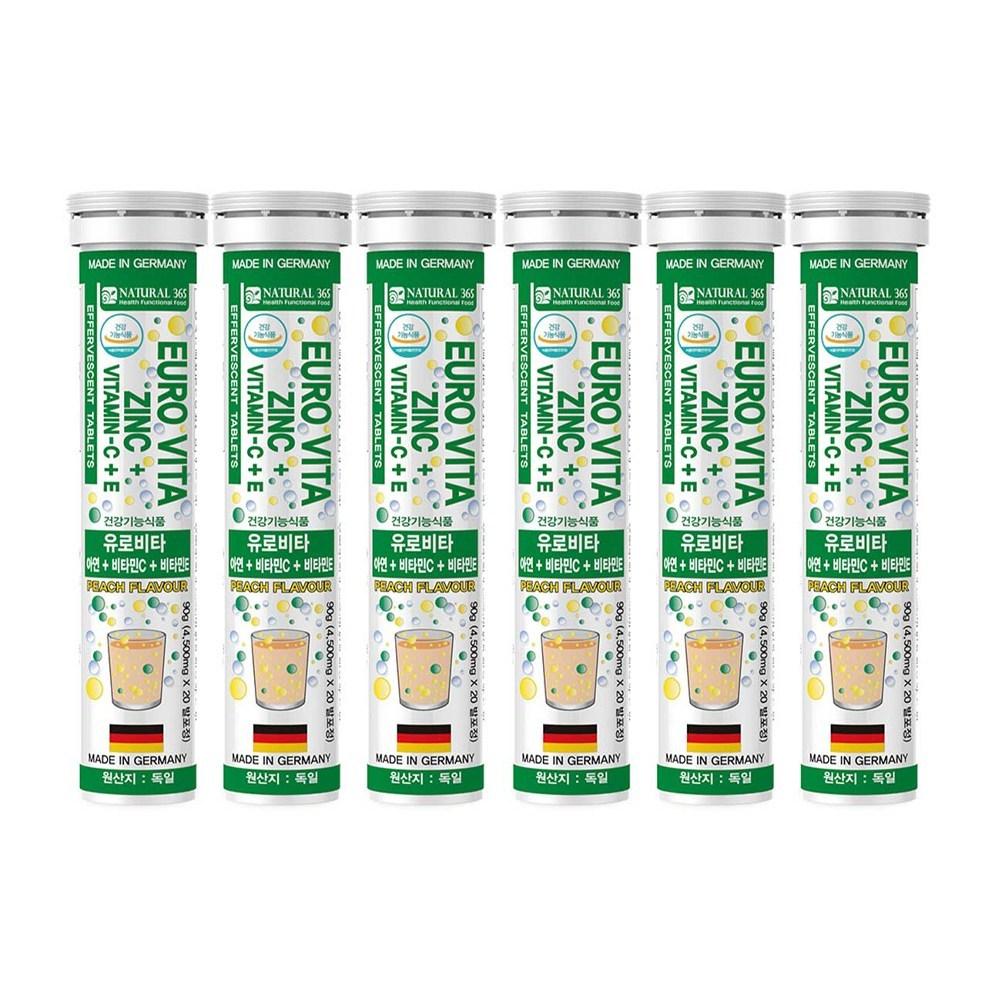 Natural 365 Eurovita Zinc + Vitamin C + Vitamin E Peach Flavor 20 Tablets 6 Pcs