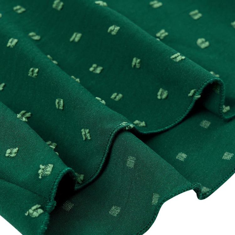 Women Summer Casual V-Neck High Waist A-Line Dress Long Sleeve Lotus Leaf Solid Color Spring Dress S-XL