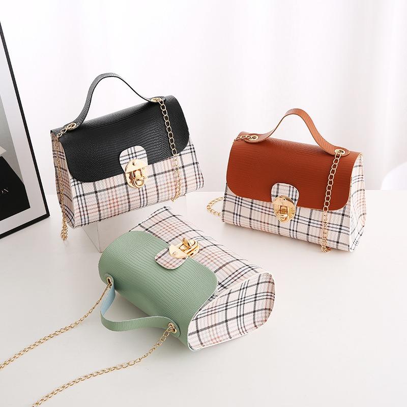Bag Women's Plaid Contrasting Color Splicing Rhombus Bag Fashion Personality One Shoulder Crossbody Mobile Phone Bag