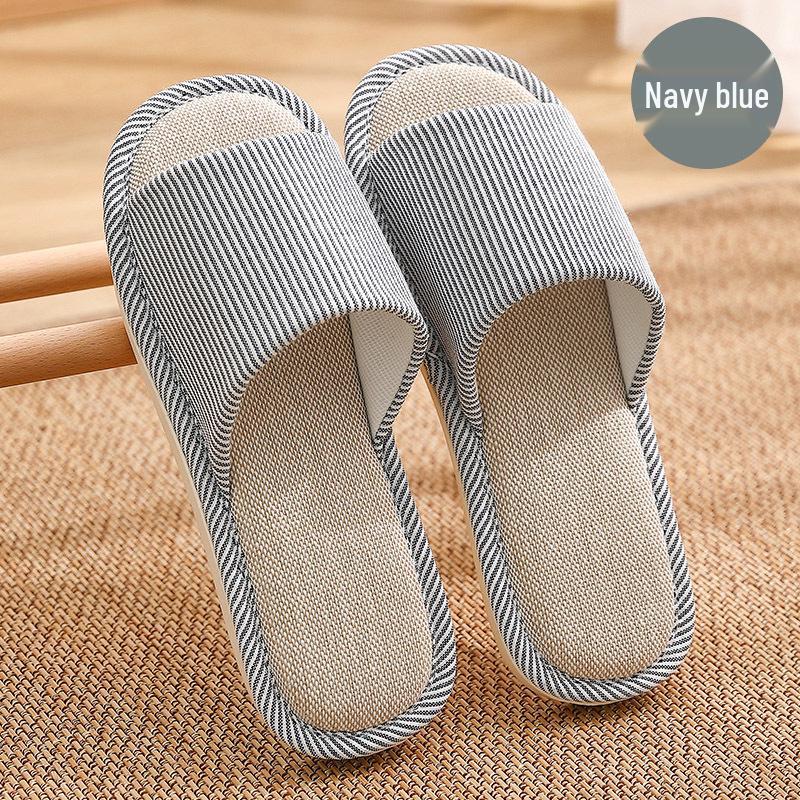 Four Seasons Cotton Linen Indoor Slippers - Thick-Soled, Unisex and Comfortable for Spring, Summer, and Autumn.