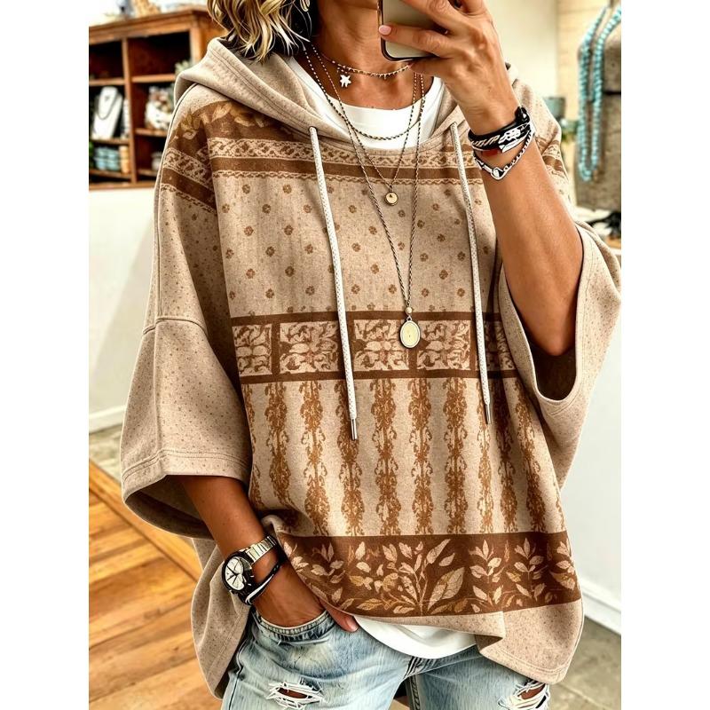 Damen Kapuzenpullover in Übergröße, Elegantes Bequemes Einfaches Muster Print, Modisch und Vielseitig