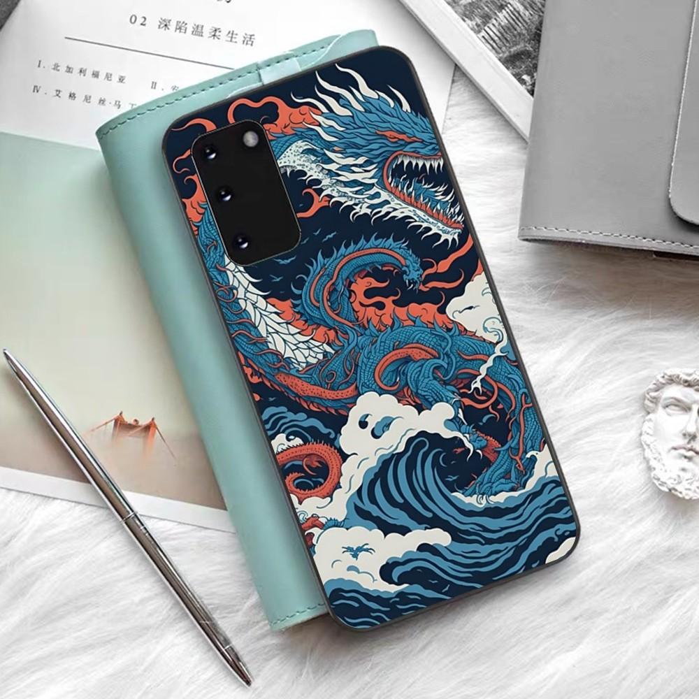 Japanese Wave Anime Dragon Phone Case For Samsung S 9 10 20 21 22 23 30 23 24 Plus Lite Ultra FE S10lite Fundas