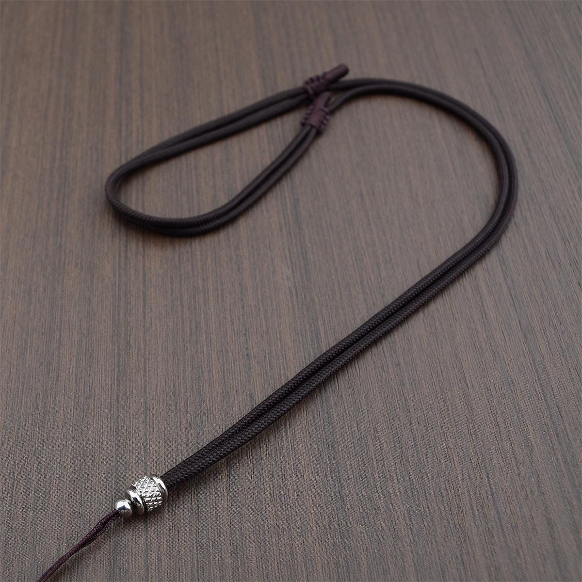 Unisex Titanium Steel Rope Necklace with Jade Crystal Pendant