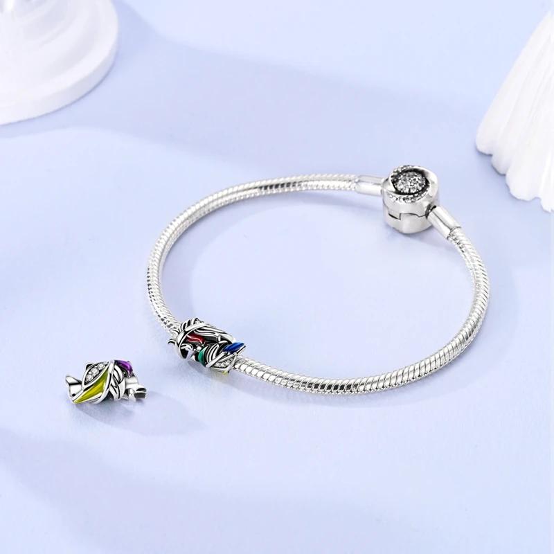 Dreamy Colorful Feather Beads Copper Original Beads Fit Originalcharms Bracelet Beads Jewelry Gifts For Women