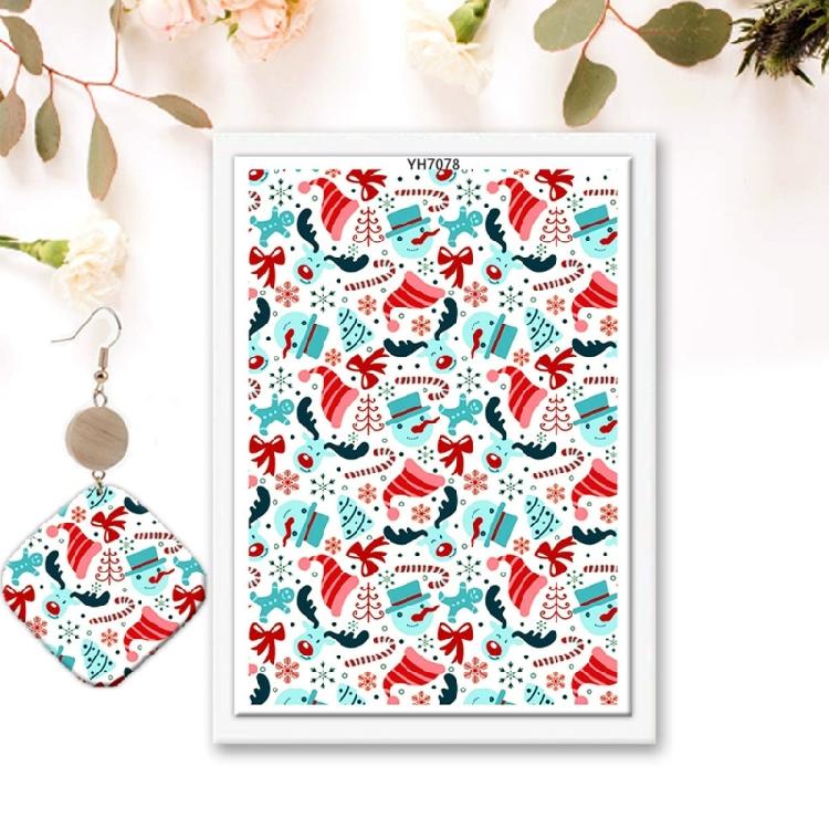 Pack of 4 Christmas Themed Transfer Paper 95x138mm Clay Earrings Water Soluble Transfer Paper for Jewelry Making