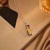 Bunte Strass-Kristall-Halskette, Rechteckiger Anhänger, Stilvolles Ranken-Design, Verstellbare Zierliche Halskette für Damen