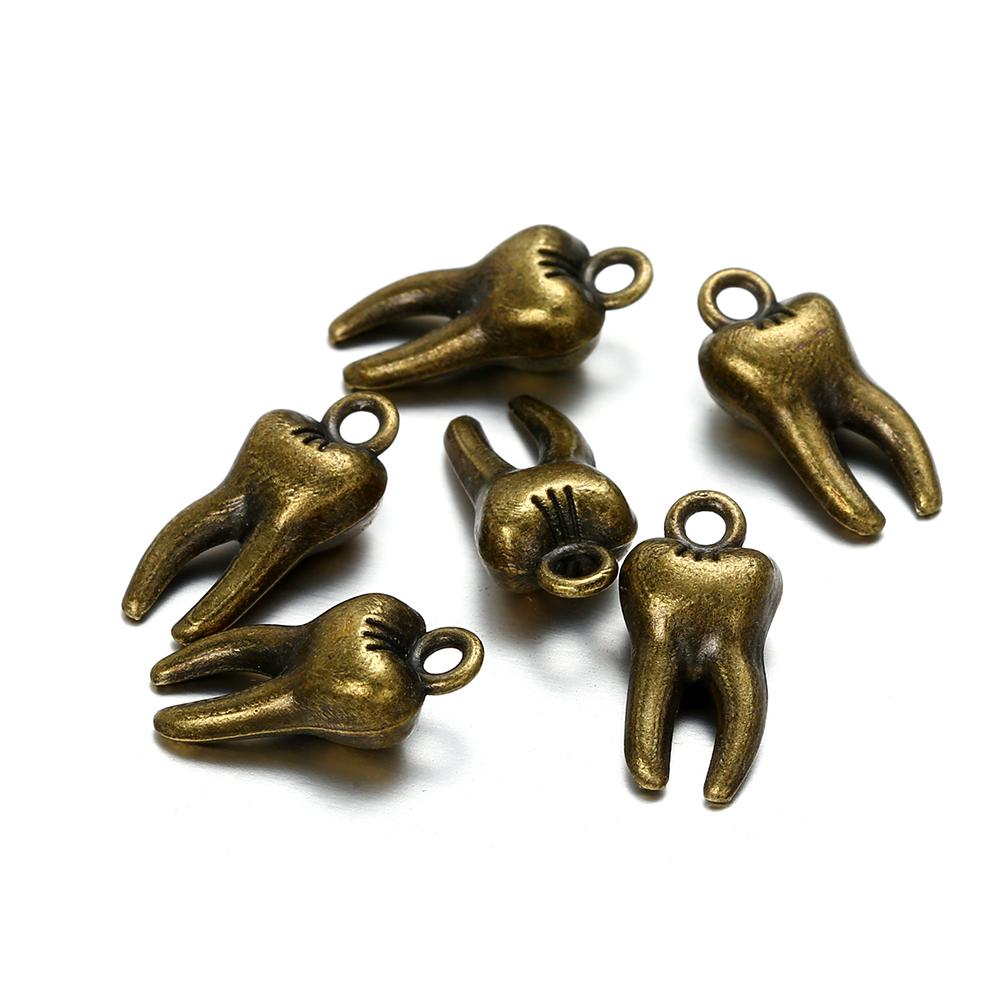 20 Stück/Los Metallzahn Anhänger Antike Schlüsselanhänger Charms Für Halskette Armband DIY Schmuck Ohrring Herstellung Anhänger Zubehör