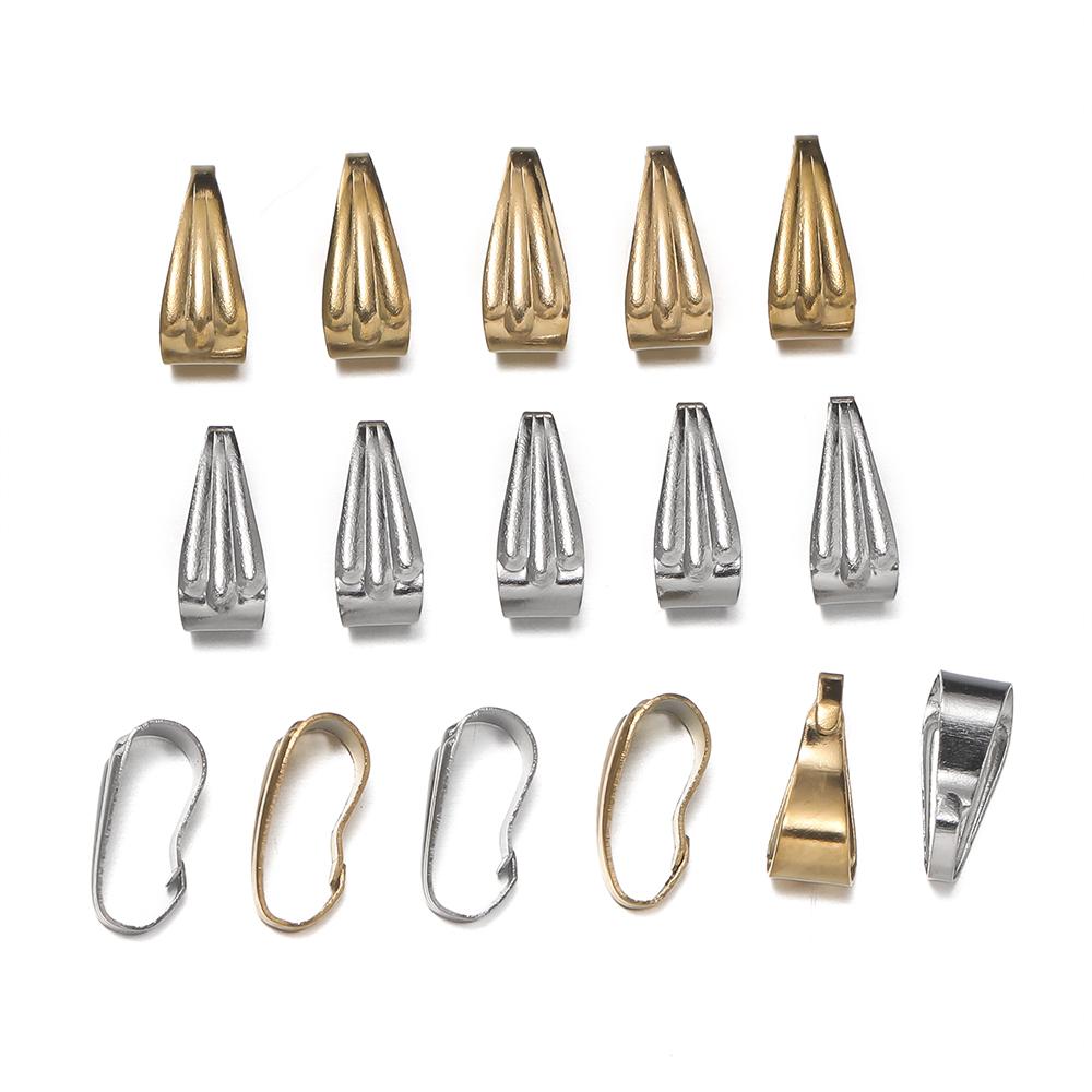 50pcs Stainless Steel Pinch Clip Clasp Bail Finish Necklace Pendant Claw Clasps Melon Seeds Buckle for DIY Craft Jewelry Making