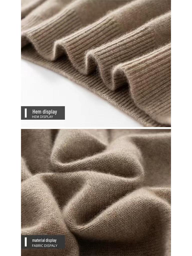Men's Cashmere High Neck Sweater - Warm Base Layer for Autumn & Winter, Business Casual, Double Strand, Classic Design.