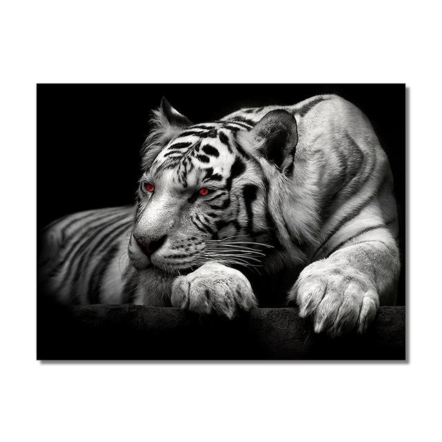 

Черный, белый, тигр, красные глаза, художественная картина на холсте, животные принты, произведения искусства, постеры для гостиной, дома, декоративные настенные художественные картины 21*30cm