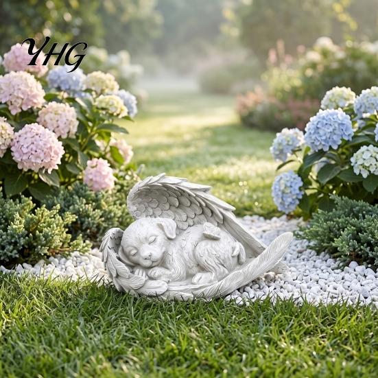 Sympathy Gifts for Loss of Pet Memorial Statue with Angel Wings, Dog/Cat Durable Resin Keepsakes Sculpture, Weather Resistant Commemorative