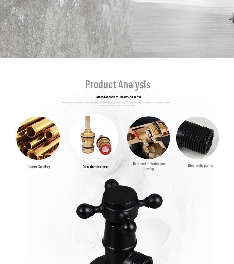 Antikes Messing Geschnitzt Retro Verdickt Schwarz Explosionsgeschützt Heiß/Kalt Eckventil