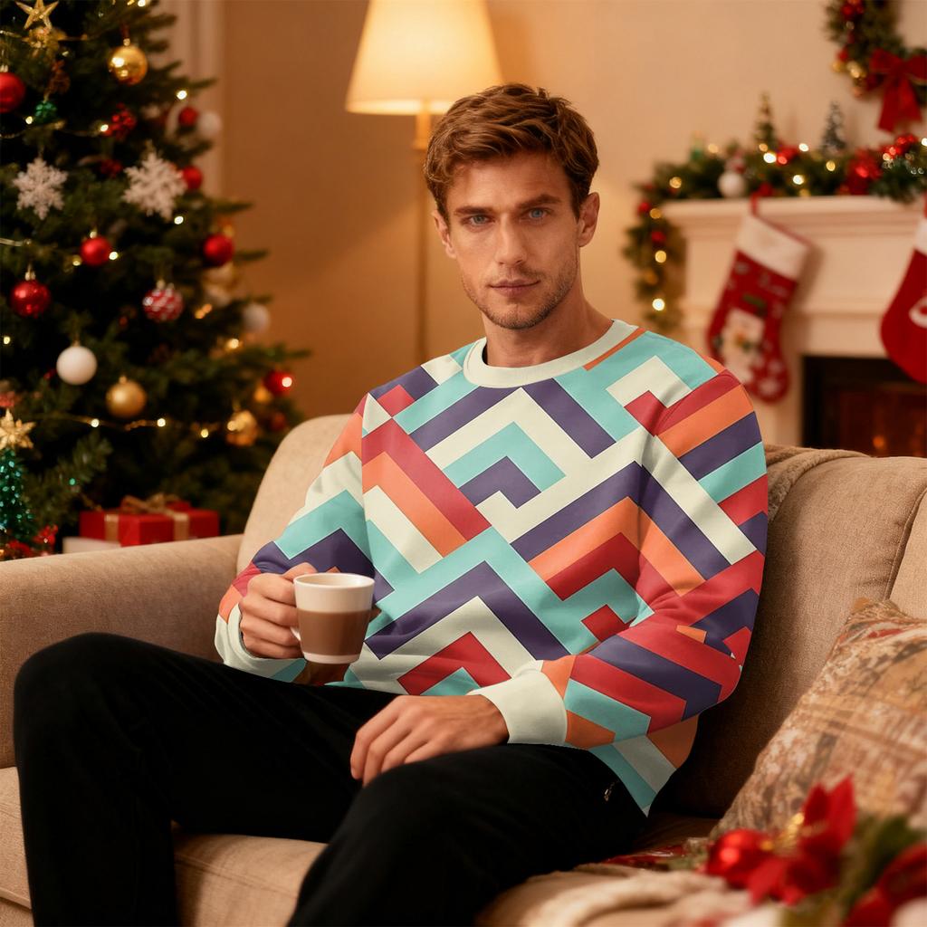 Men's Round Neck Fleece-Lined Thick Solid Color Sweatshirt