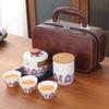 Ceramic Tea Set Travel Portable Outdoor Tea Bag Ceramic One Pot Three Cups Tea Set Home Office Quick Customer Cup Handheld Gift