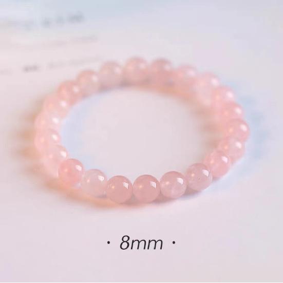 Natural Pink Quartz Bracelet for Women, Simple and Fresh Pink Crystal Beaded Bracelet, Pink Simple Beaded Fortune Bead Jewelry for Girls