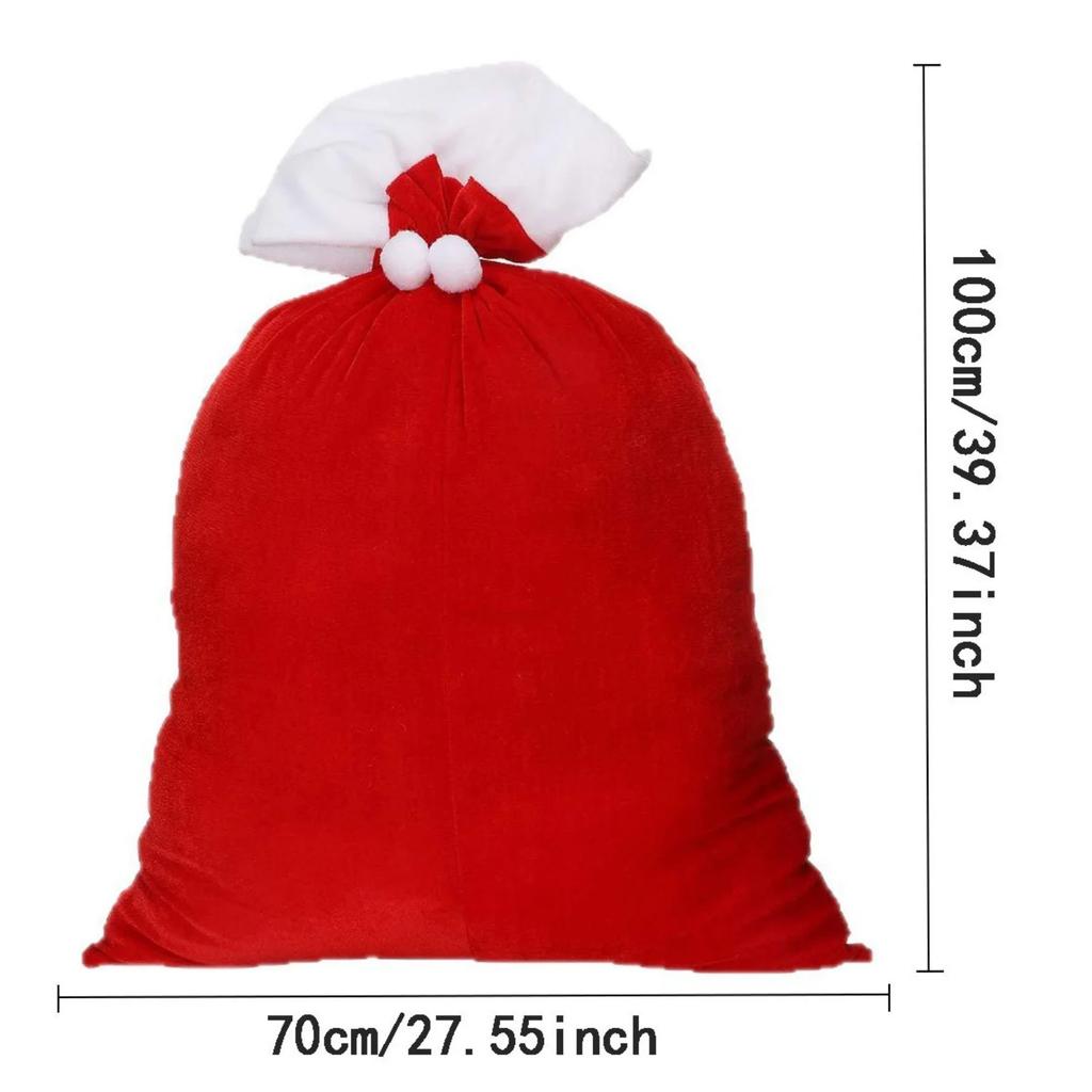 Large Santa Gift Bags For Elderly Christmas Drawstring Candy Bags Red Flannel Presents Packaging Sack Party Decoration Supplies