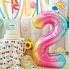 Korean Rainbow Gradient Number Balloon for Kids' First Birthday Decoration