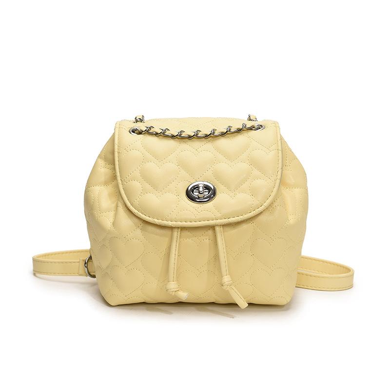 

2025 new Korean version Xiaoxiangfeng love grid embroidered thread small backpack fashion leisure commuting versatile chain backpack жовтий