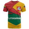 Lithuanian Flag and Emblem 3D Printed T-shirt Summer Round Neck Short Sleeve Sports Street Men's T-shirts