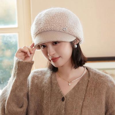 Jiayi Şapka Kadın Sonbahar Kış Ördek Dili Şapka Kalın Kadife Sıcak Kulak Koruma Bisiklet Kuzu Kadife Şapka Kadın