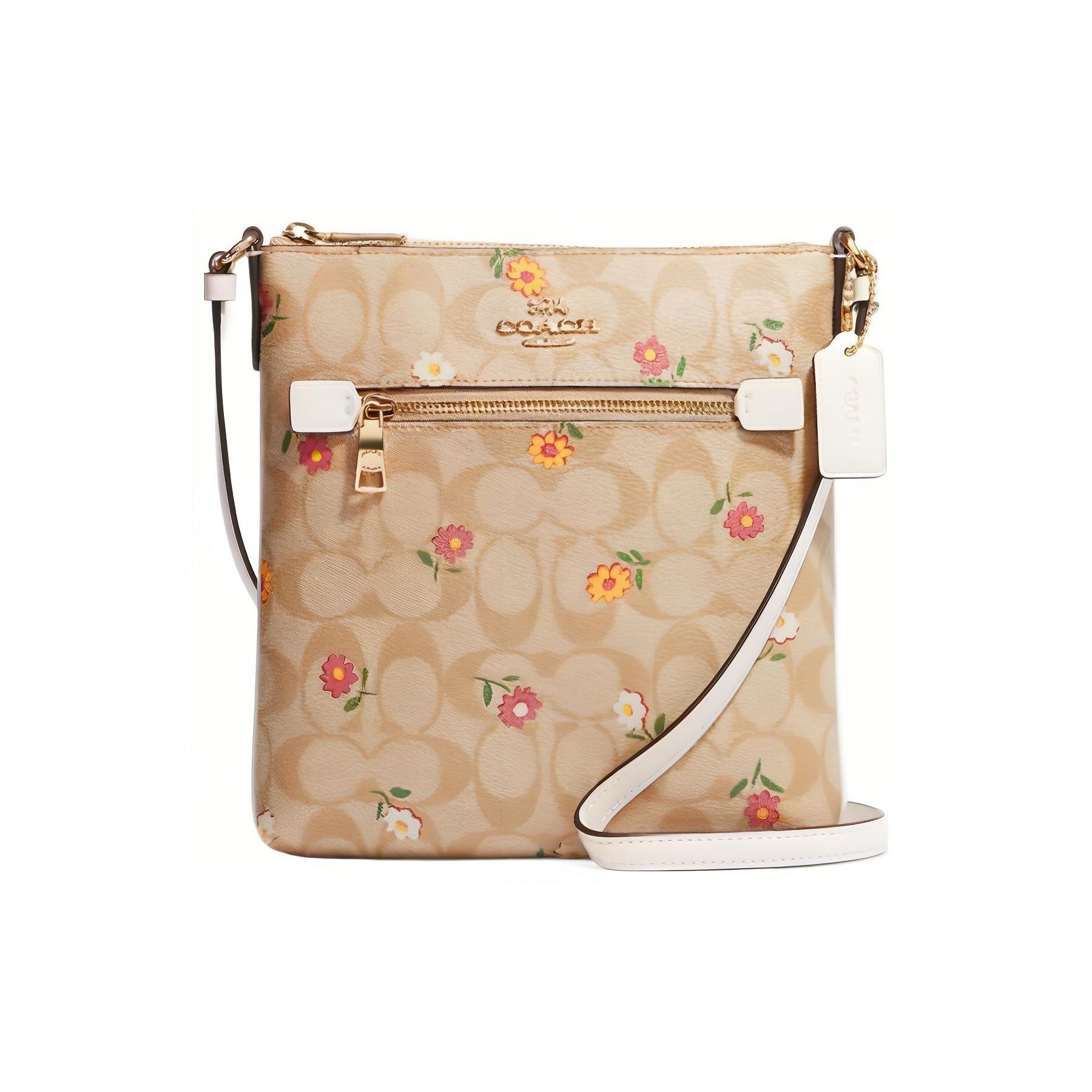 Coach Rowan 21 Daisy Embroidered Zipper Crossbody Bag Women crossbody bag Light-Khaki CH479-IMOT4 Basic Set (Bag+Dust Bag)