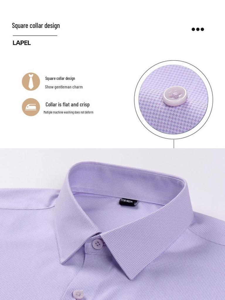 Men's Professional Striped Modal Long-Sleeve Shirt, Non-Iron, Casual Business Wear for Spring and Autumn