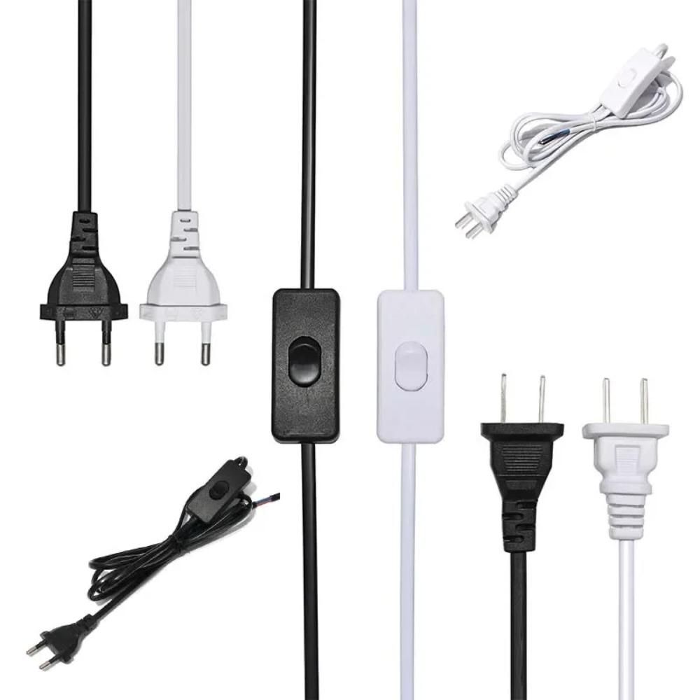 Black/White EU/US Pulg Electric Wire Lamp Switch Cable International Standard Power Cord with Switch Plug Copper Wire