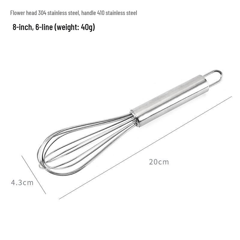 8", 10", 12" Stainless Steel Manual Egg Whisk - Multi-purpose Handheld Beater for Cream and Egg White Mixing