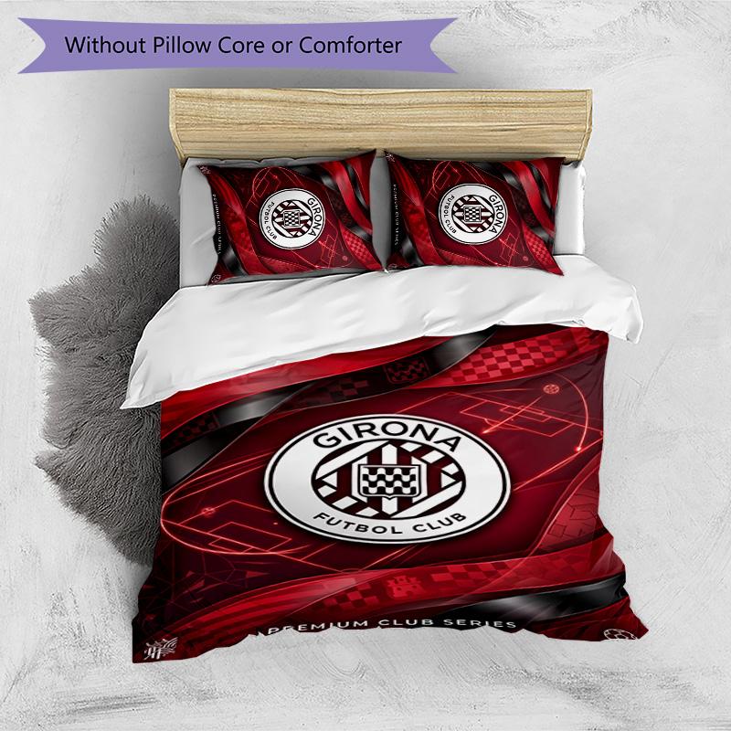 Girona FC Printed 3PCS Bedding Set Breathable Duvet Cover with Pillowcases Decorative Bed Linen for Bedroom Home