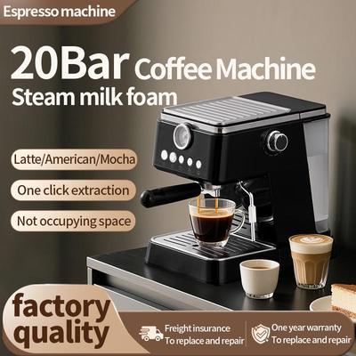 20-Bar Italienische Espressomaschine: Halbautomatisch mit Ein-Knopf-Hochdruckextraktion & Milchaufschäumer für den Heimgebrauch