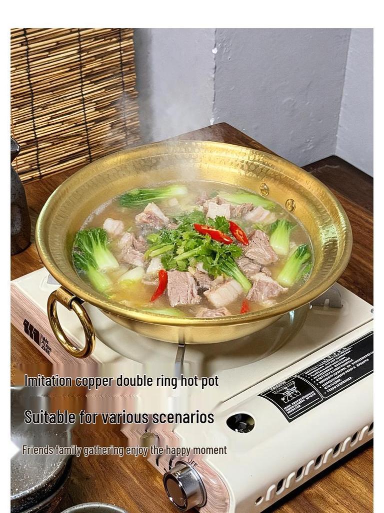 Grote Roestvrijstalen Hete Pot in Koperstijl voor Schaap, Lam en Vis