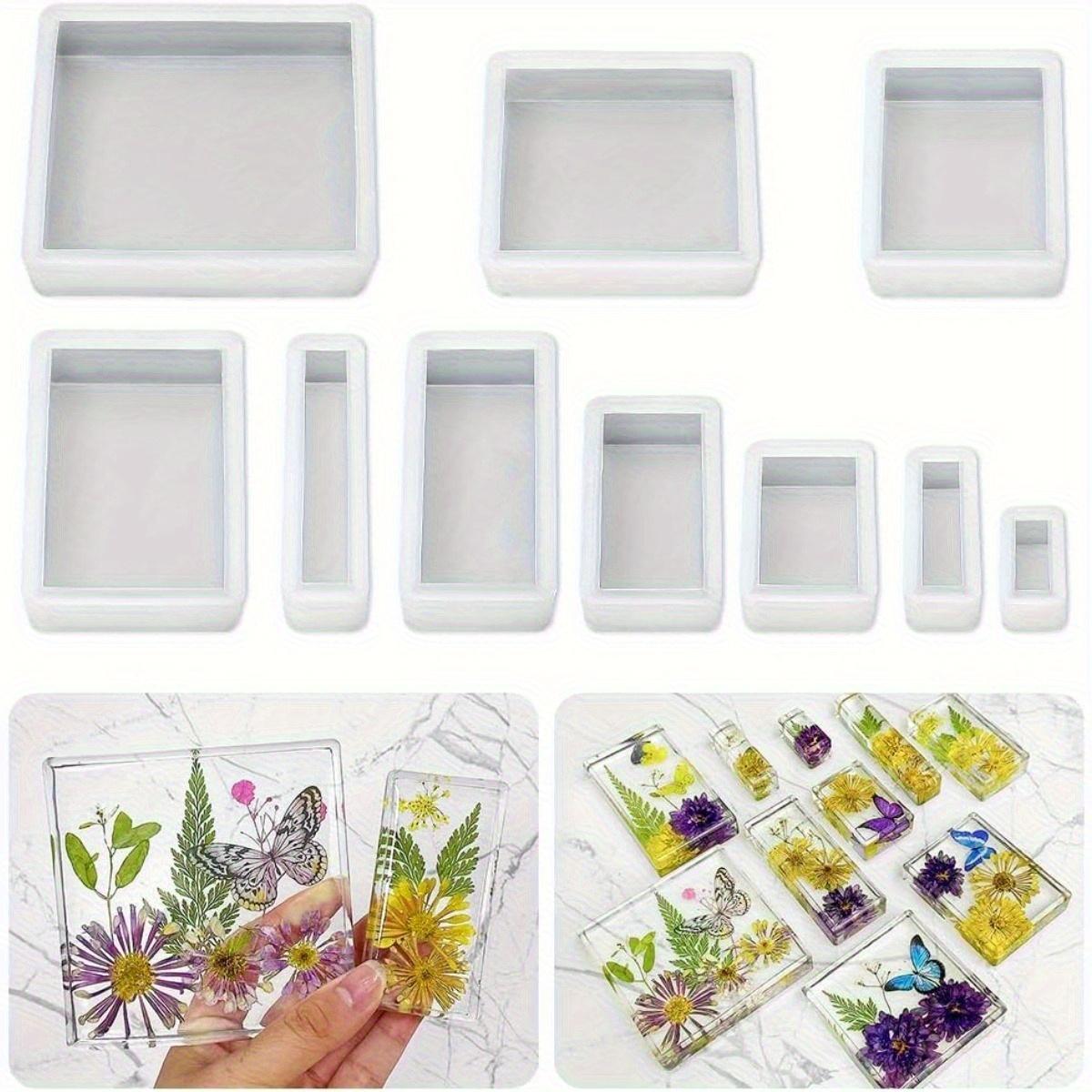 

10 sizes of epoxy resin moulds silicone kits, square rectangular silicone moulds resin, soap, candles, taxidermy, dried flowers