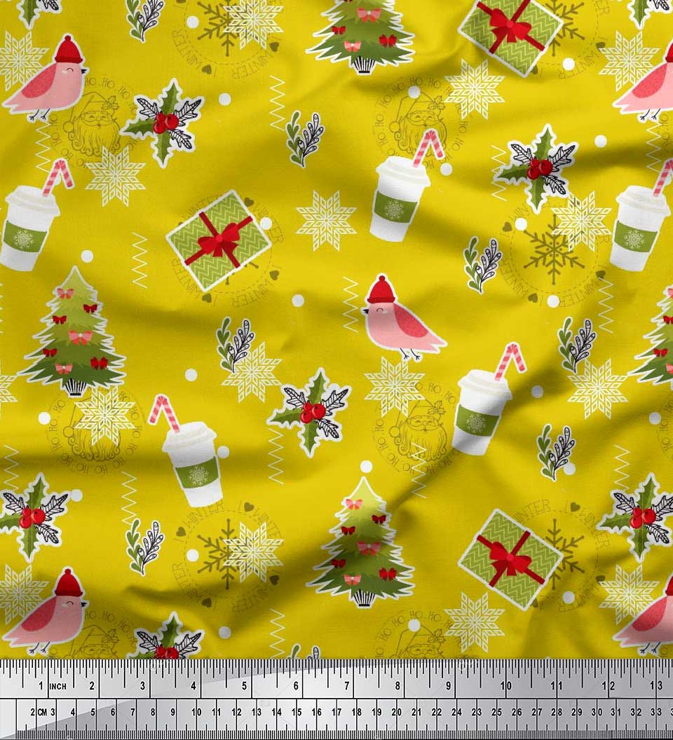 

Чашка для кави, подарункова коробка та різдвяний декор із ялинки Soimoi Grey Японська креп-сатин 42 дюйми 42 Inch Wide - Poly Crepe жовтий